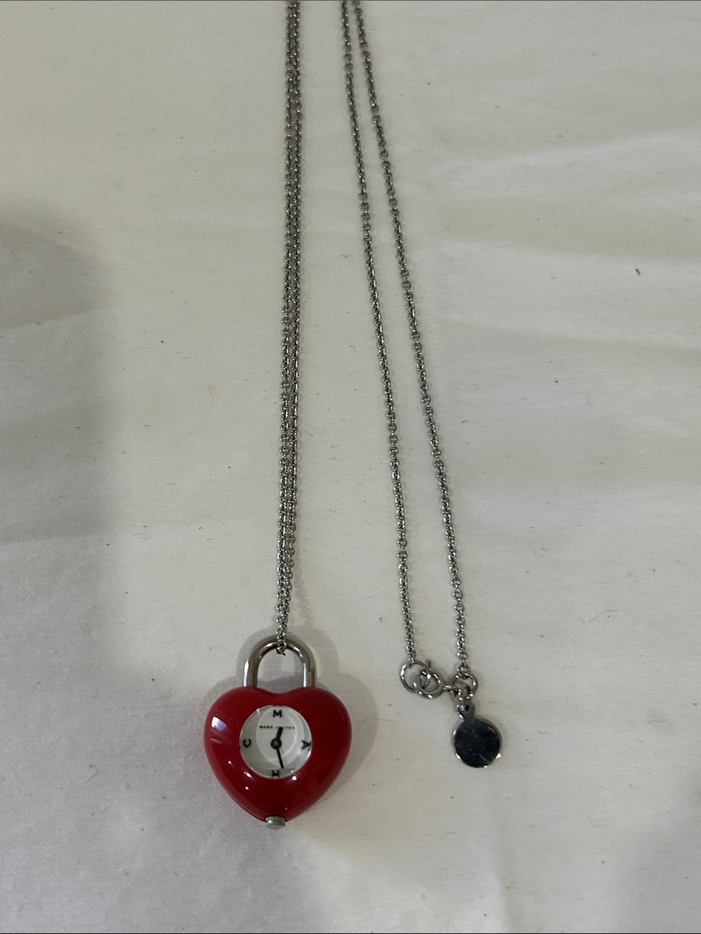 Marc Jacobs Red Heart Padlock Pendant Necklace